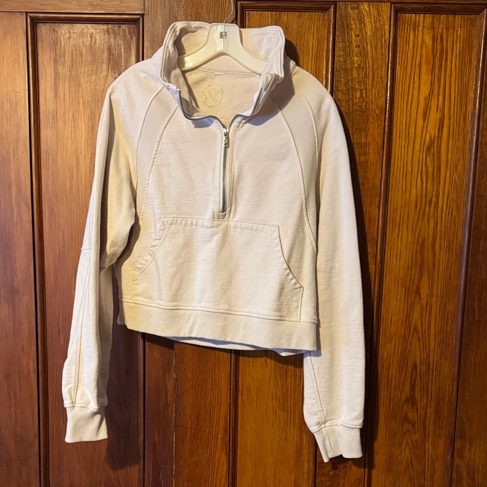 Women's Cream Half-Zip Pullover Top